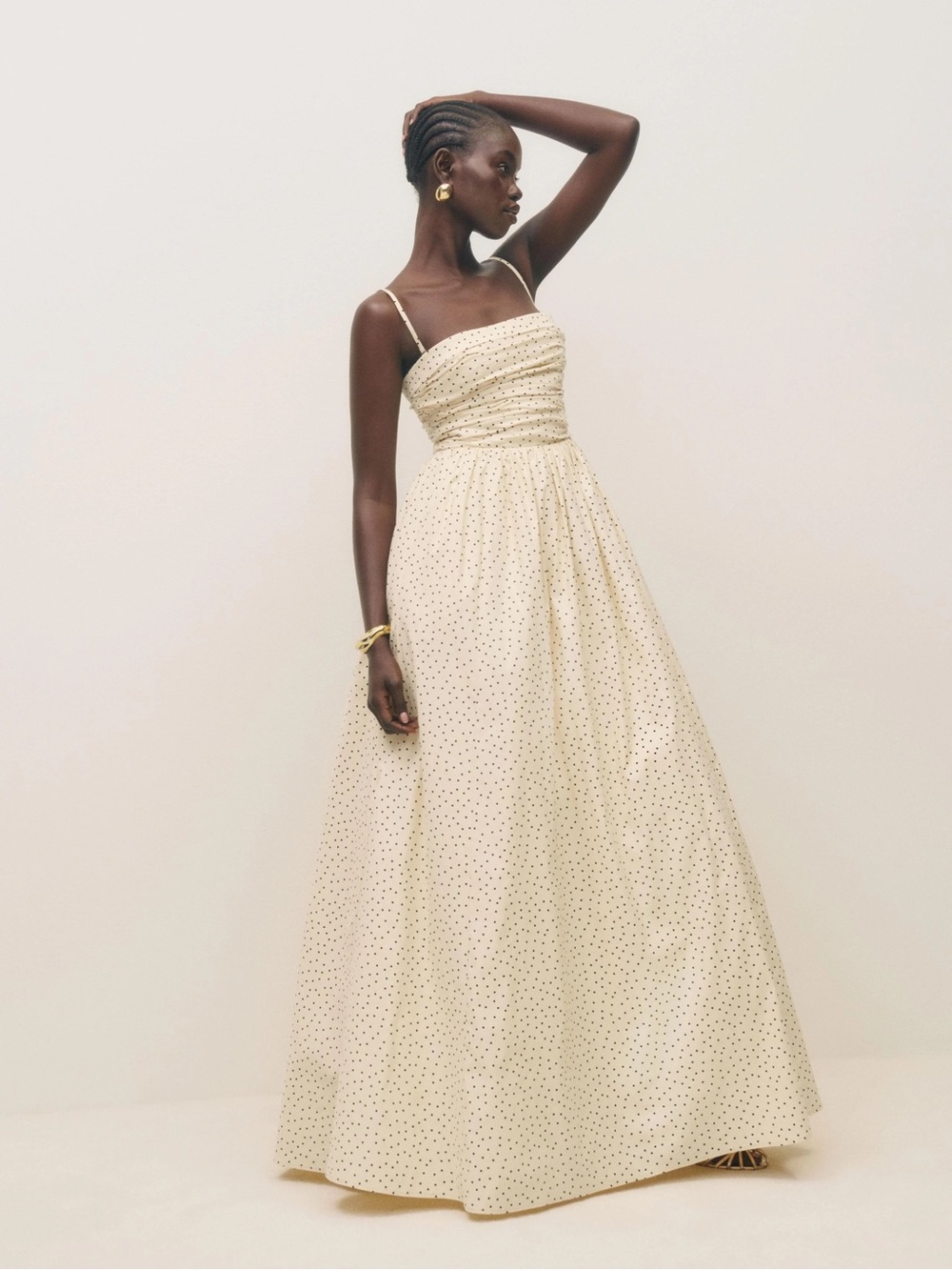 Reformation Kastoria “Salt and Pepper” Polka Dot Convertible Formal Gown - Sz 12 - Picture 8 of 9